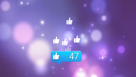 animación digital de múltiples iconos similares con el comienzo del comienzo de los puntos colgantes de luces en fondo azul