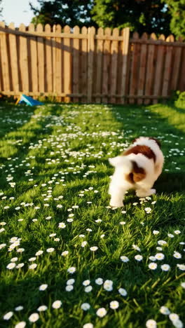 puppy playing in a garden