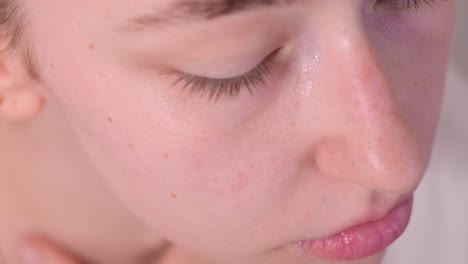 close-up of a young woman's face