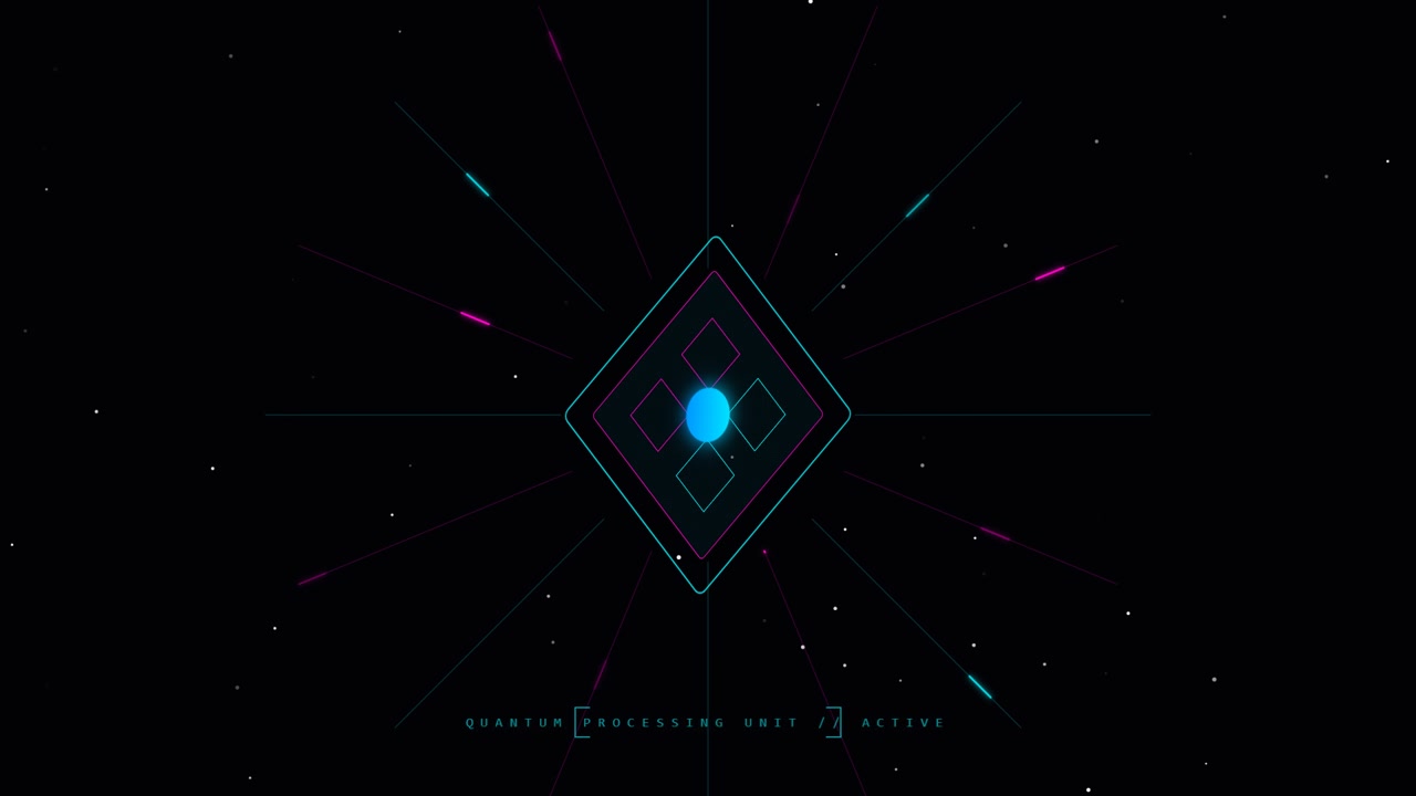 Futuristic Quantum Processing Unit Interface Animation