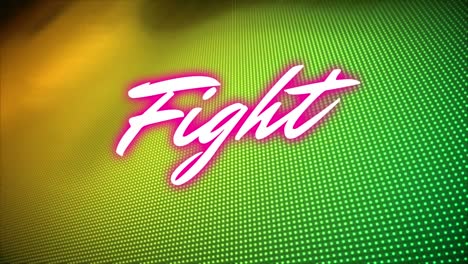 animation of fight text on yellow and green background