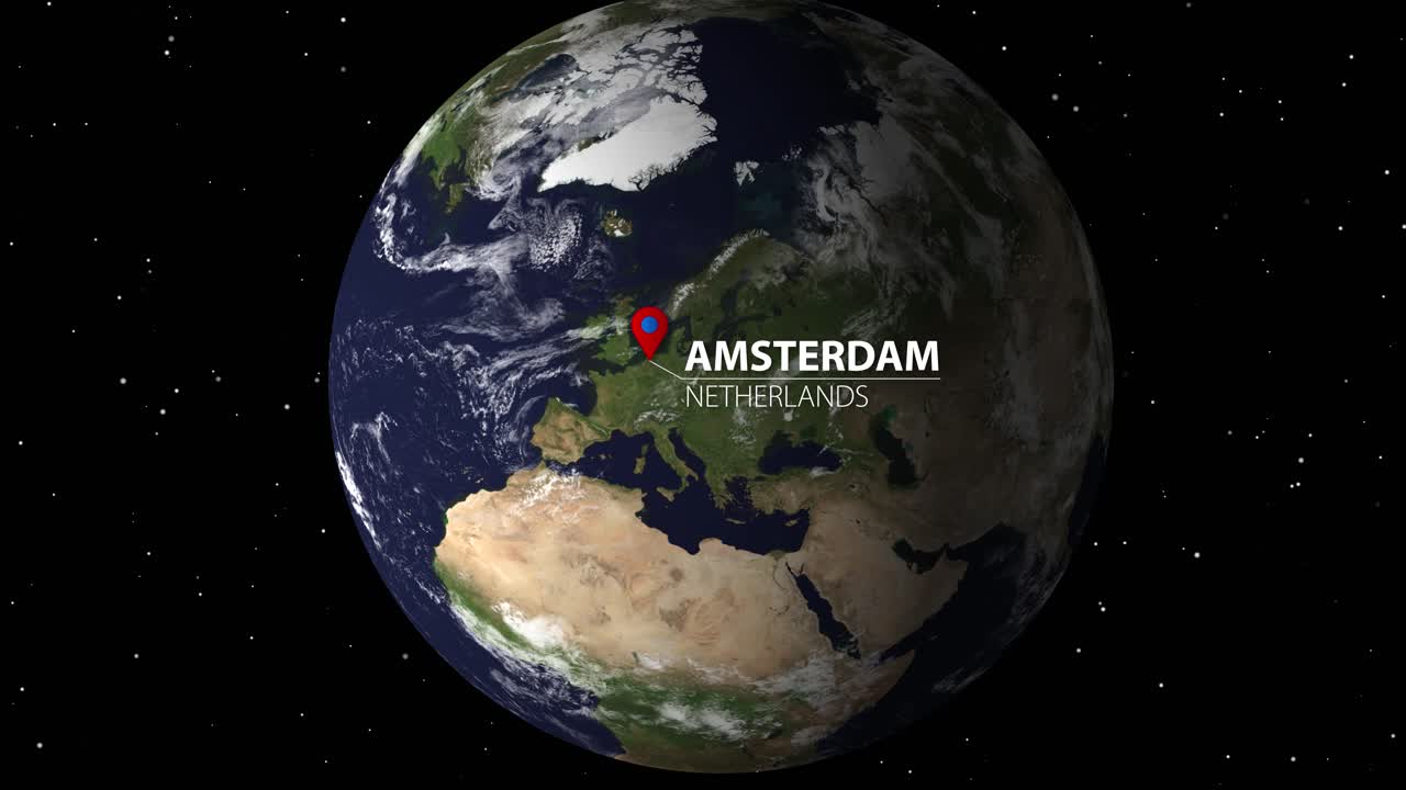 우주에서 암스테르담으로 급속히 내려가는