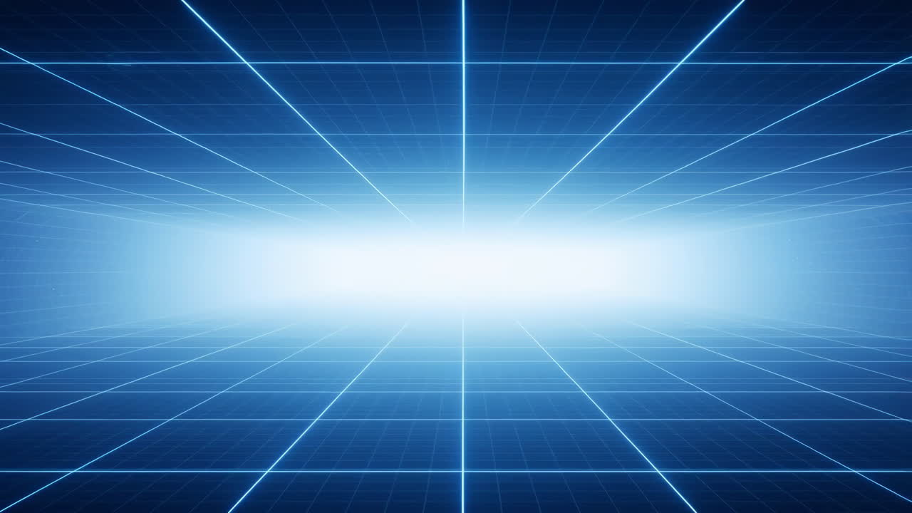 Abstract Digital Grid with Central Glowing Light
