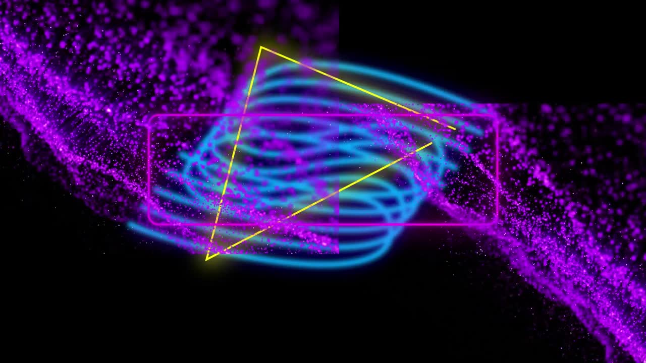 animación de formas de neón coloridas sobre un fondo oscuro