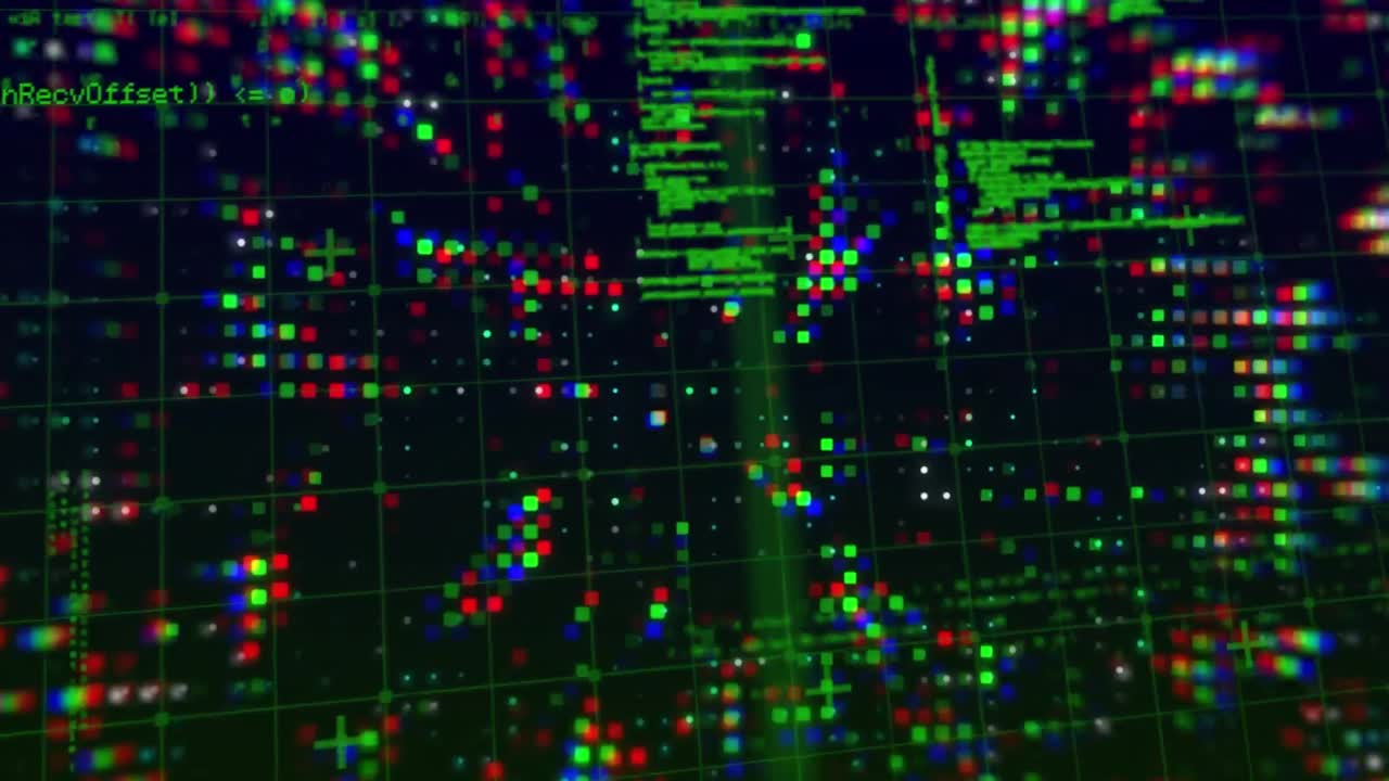 animacja świecących plam i przetwarzanie danych