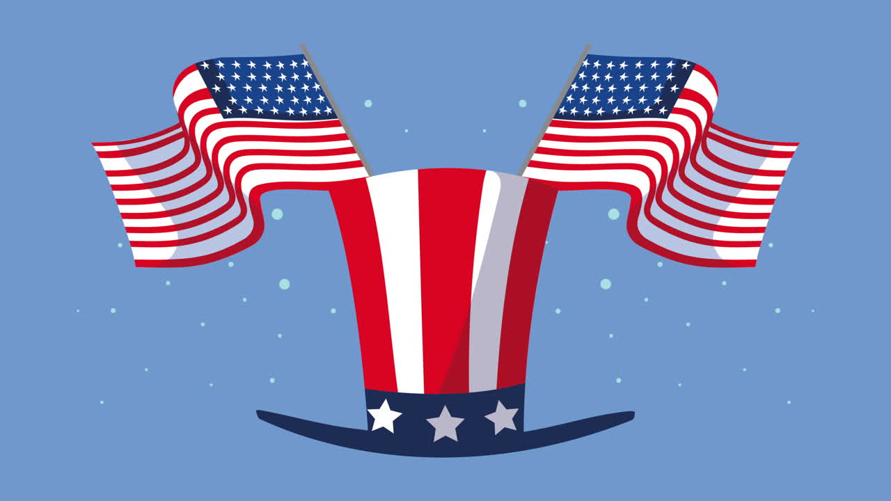 USA-flagg og flosshatt