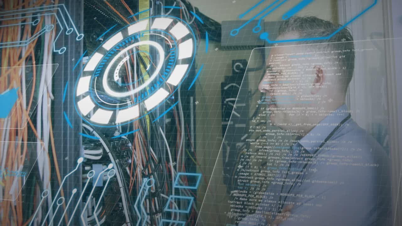 Animation of text with globe and network of connections