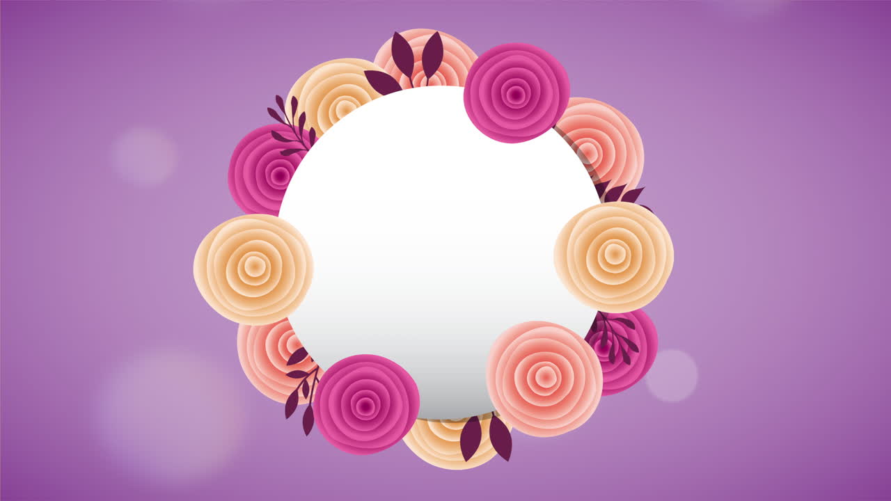 marco circular con un hermoso jardín de rosas