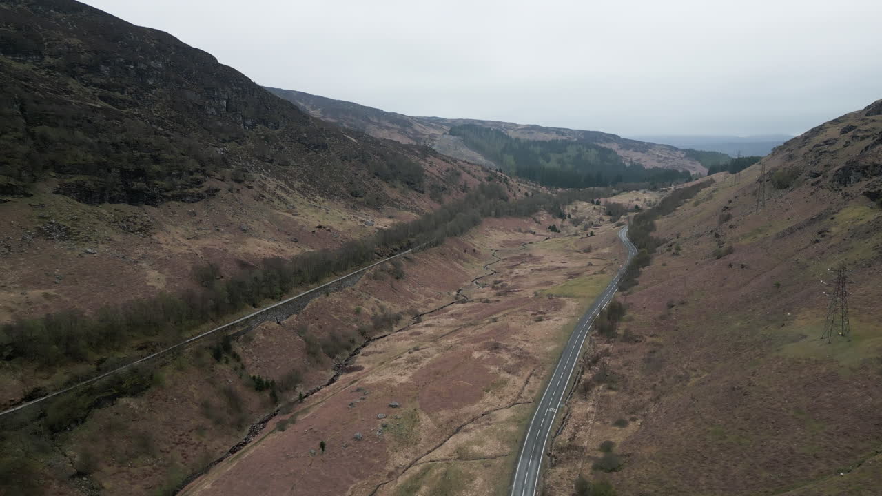 escocia valle de las montañas dron 4k