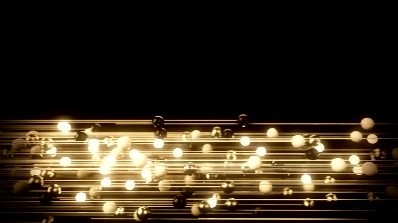 연결된 빛 구의 추상적인 애니메이션.