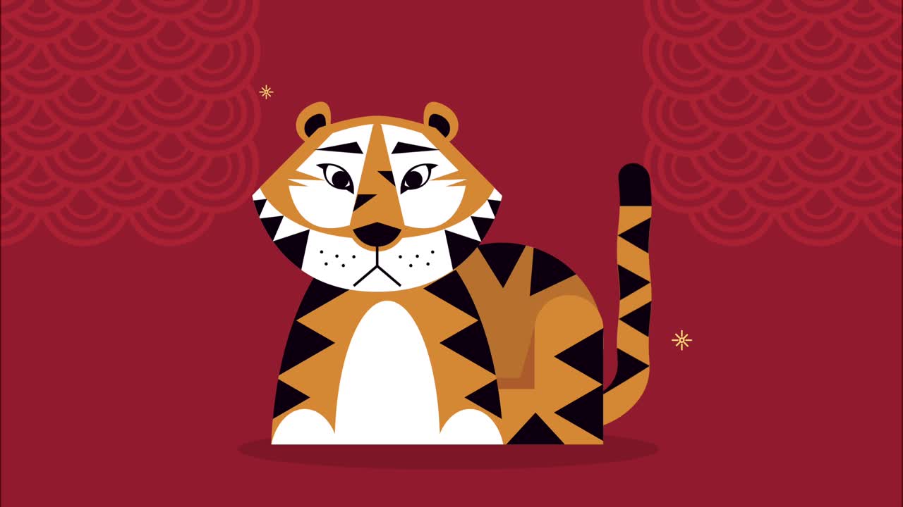 chinese new year animation with tiger