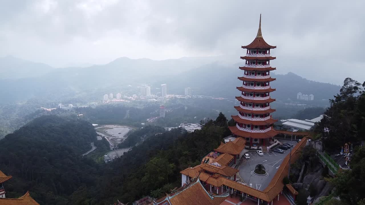 Aerial Shot of Chinese Temple - Pagoda