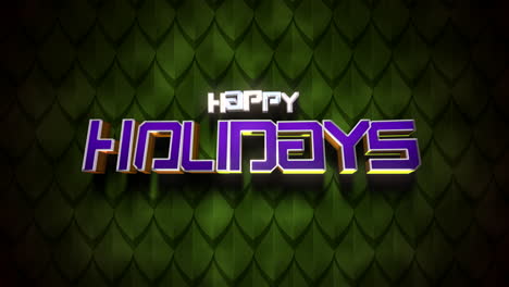 happy holidays text on green leafs pattern