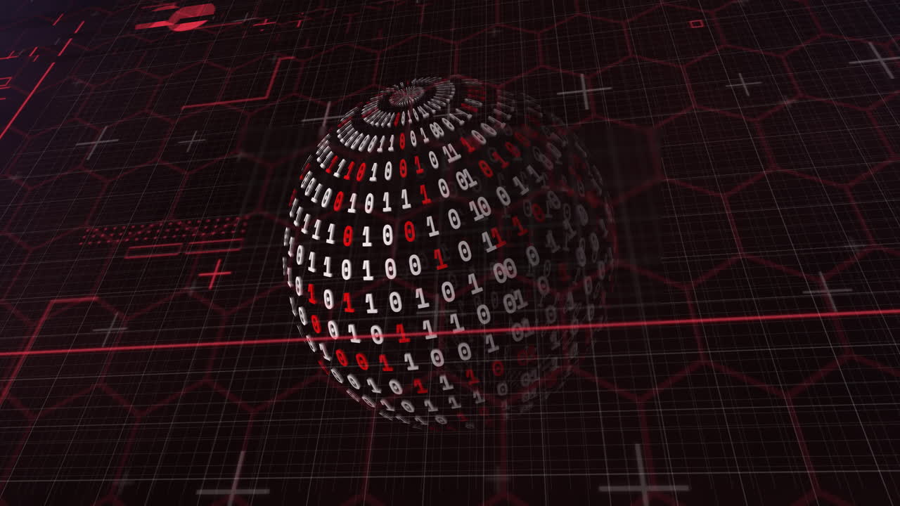 animación del globo con procesamiento de datos sobre fondo negro