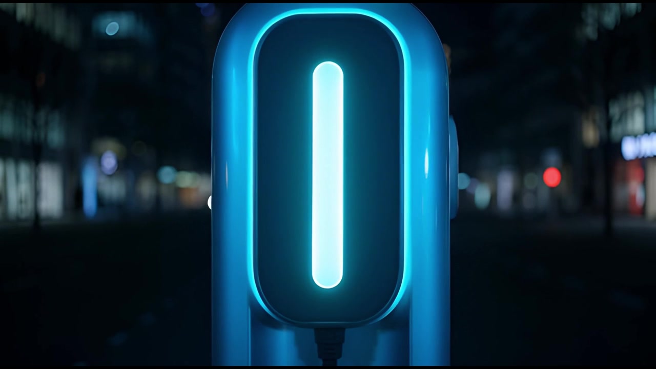 Stazione di ricarica per veicoli elettrici con luce blu di notte