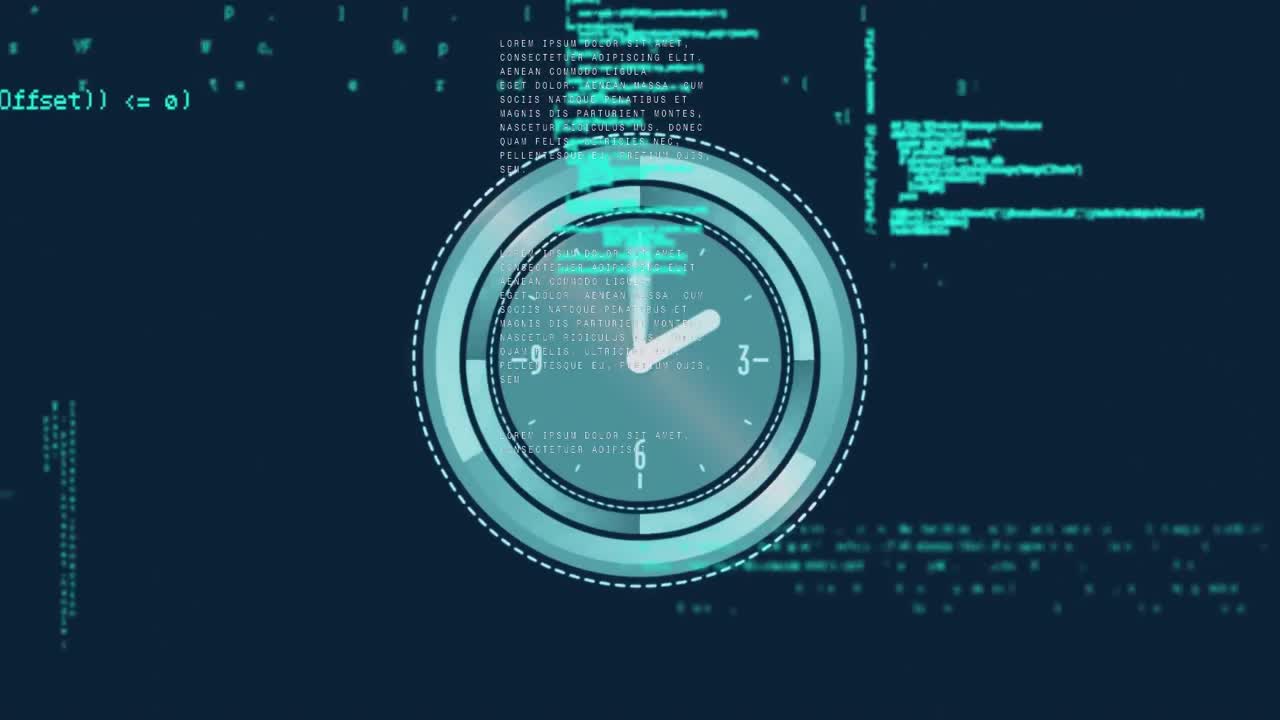 Animation of data processing and clock moving fast