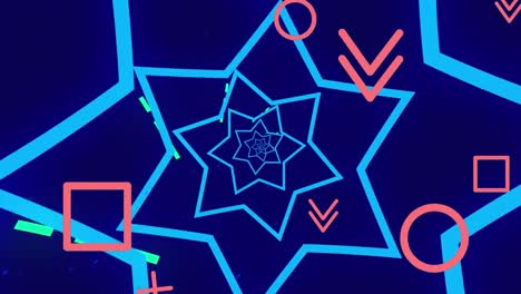 animación de formas que se mueven sobre un fondo azul