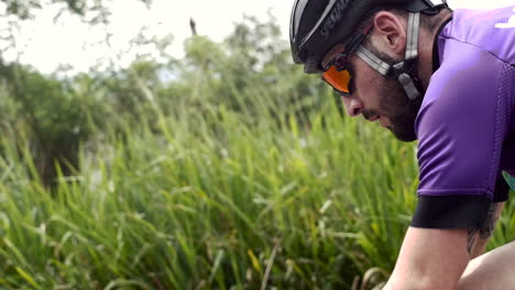 a cyclist is going at full speed