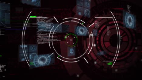 Animation of processing circle in animation in animation composition with rotating in processing dat