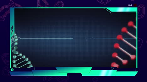 animation of dna strands and green shapes over data processing