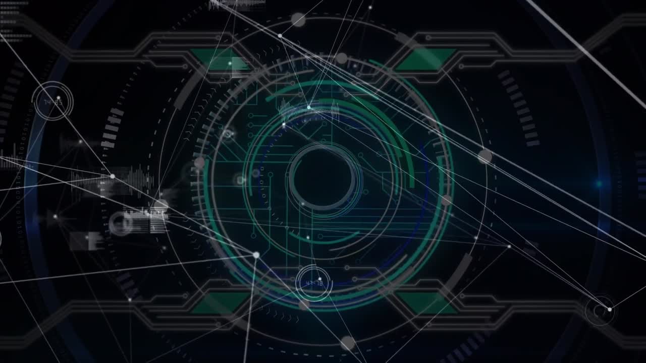 Animation of network of connections with data processing over scope scanning