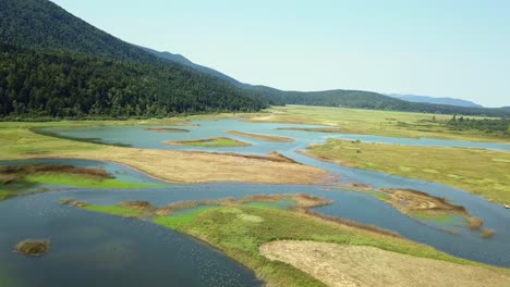 AERIAL:-Beautiful-green-nature-landscape-with-river