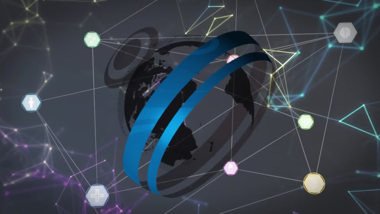 red 3d que rodea el globo terrestre 3d