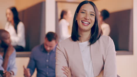 a-cheerful-young-businesswoman-laughing