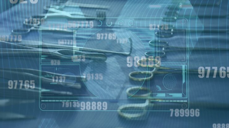Animation of data processing and information on digital interface over surgical instruments