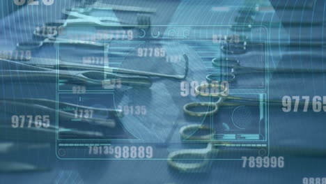 animación del procesamiento de datos e información en la interfaz digital sobre los instrumentos quirúrgicos