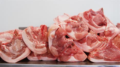 close-up of raw meat on worktop