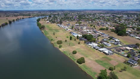 village houses on the banks of clarence river in grafton, northern rivers region of nsw, australia