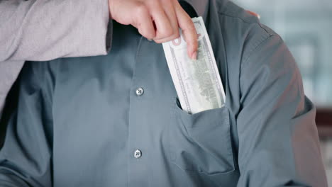 soborno, dinero en efectivo y personas de negocios manos en el cargo