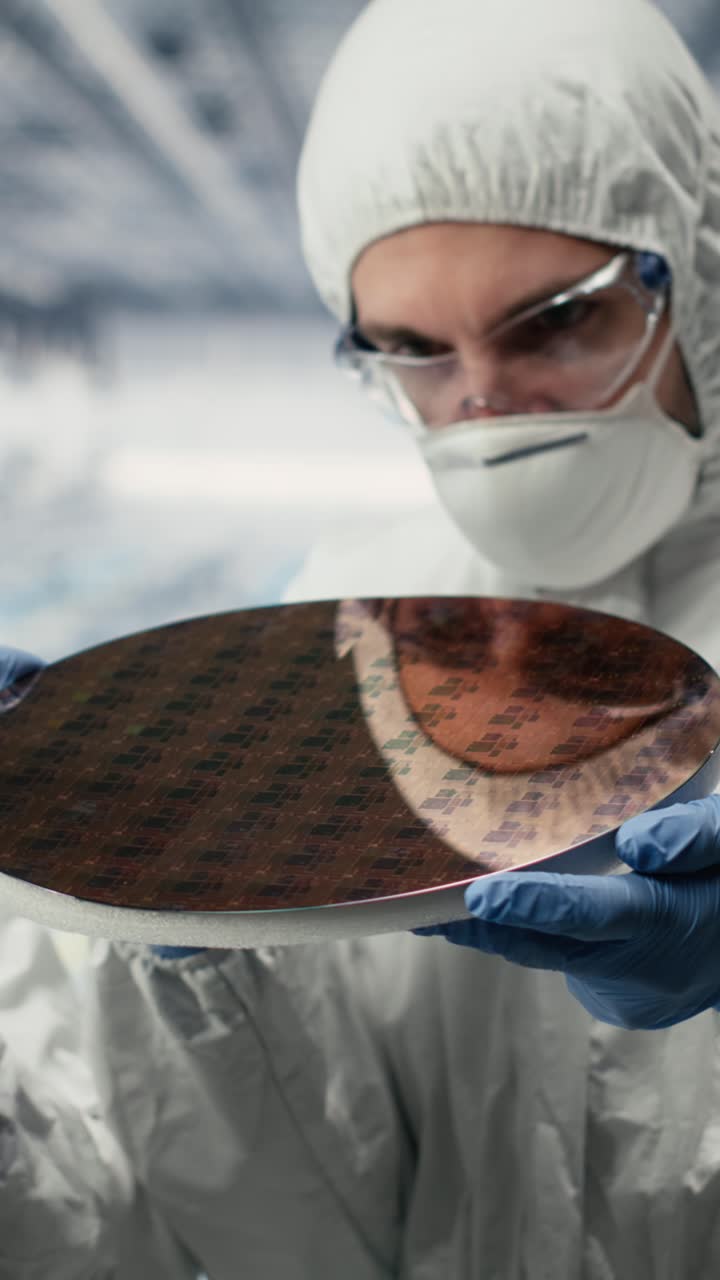 Vertical video Innovating components, silicon wafers and team of technicians