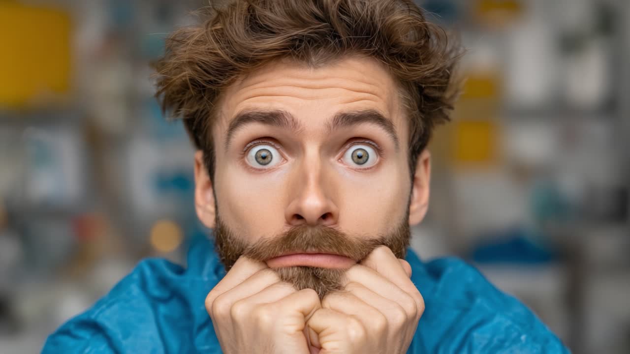 Captivating Expressions: A Series of Frames Featuring a Young Man's Evolving Emotions as He Shows Surprise, Confusion, and Uncertainty in a Relaxed Setting
