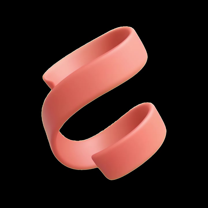 Nastro rosa 3D astratto che ruota su sfondo nero