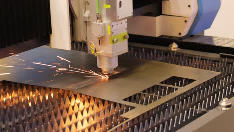 CNC-Laser-cutting-of-metal,-modern-industrial-technology.