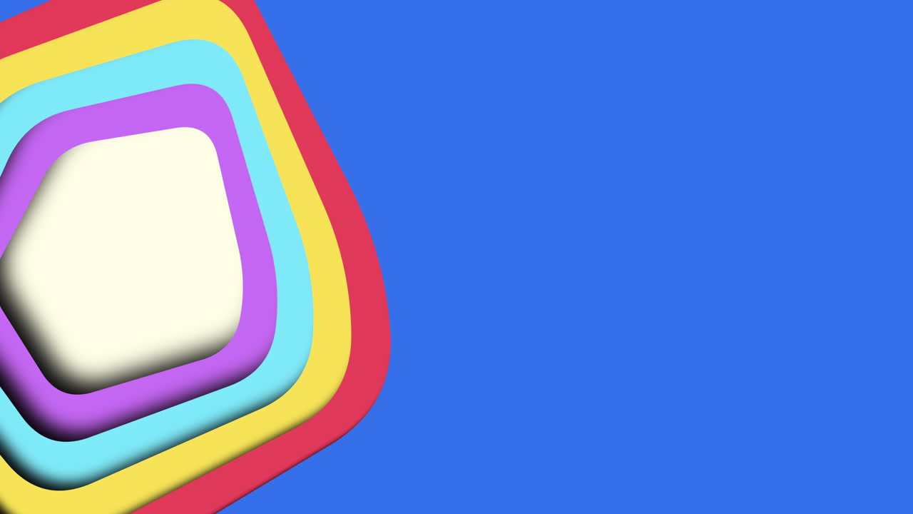 cubo a rayas de colores flotante en representación 3d + fondo azul