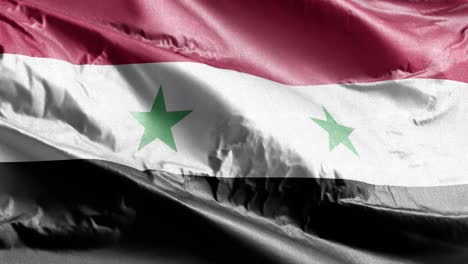 syria textile flag waving on the wind loop. syrian banner swaying on the breeze. fabric textile tissue. full filling background. 10 seconds loop.