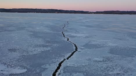 frozen lake with a crack