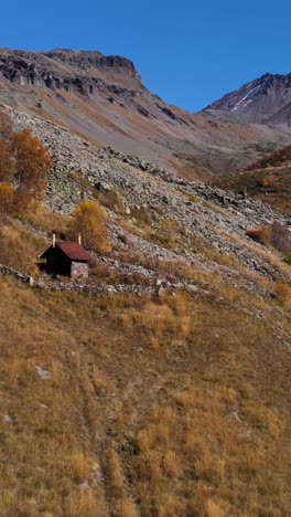 mountain cabin in autumn