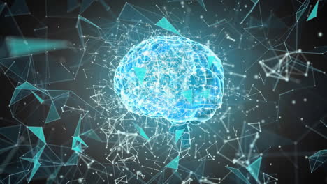 animación de formas digitales sobre el cerebro giratorio