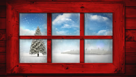 Winterlandschaft-Durch-Fenster-Gesehen