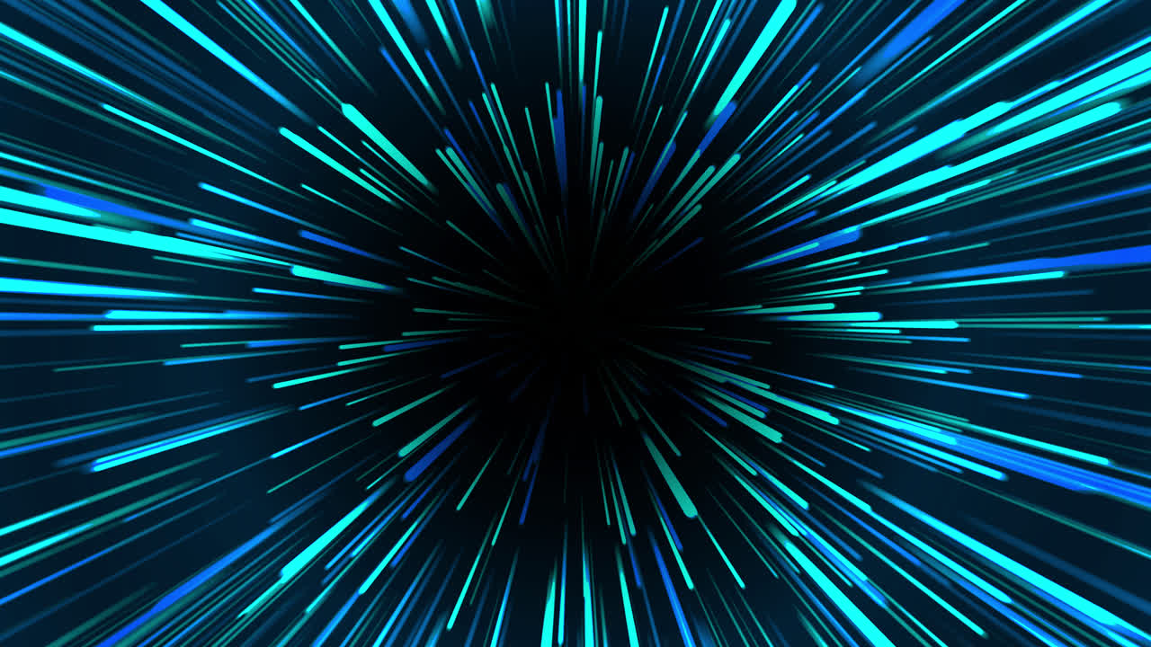 Abstract Blue Hyperspace Light Streaks