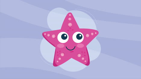 pink starfish smiling sealife animation