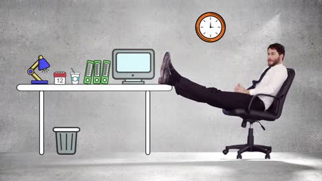 smiling businessman relaxing himself
