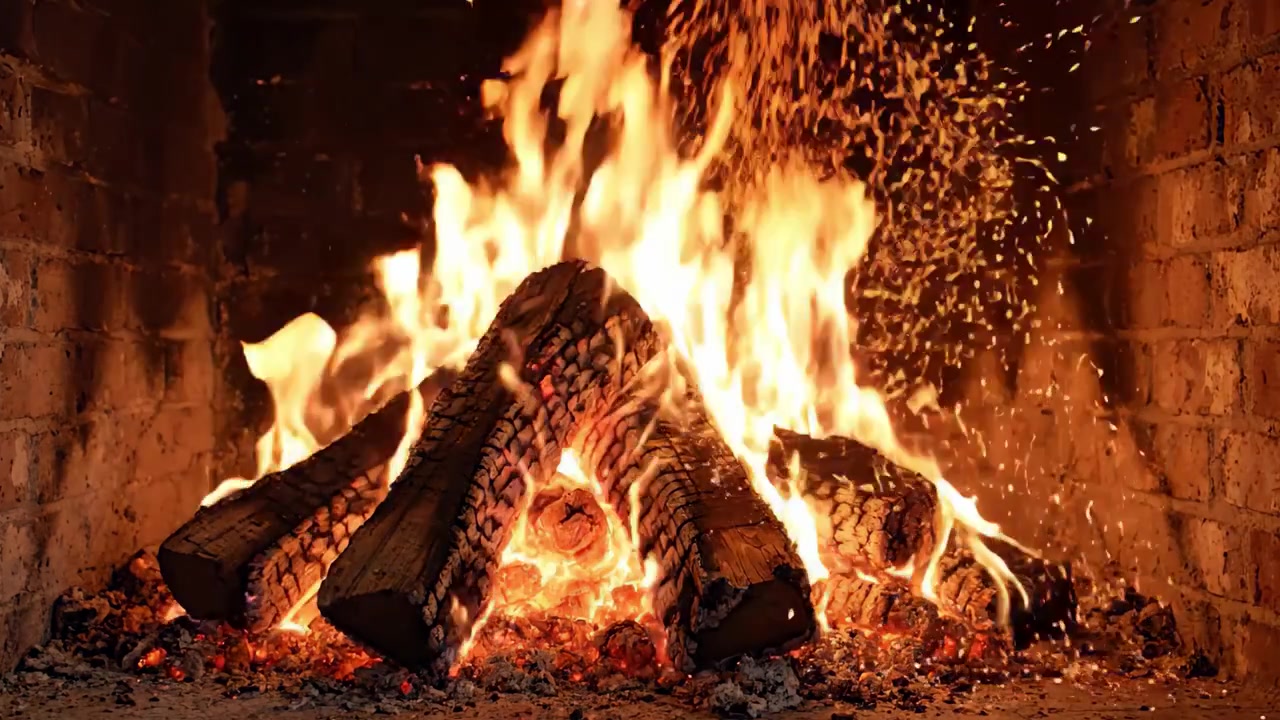 Fiammata Accattivante: Una Vista Ipnotizzante di un Fuoco Scrosciante in un Camino Rustico, che Illumina l'Ambiente con Calore e Fiamme Tremolanti