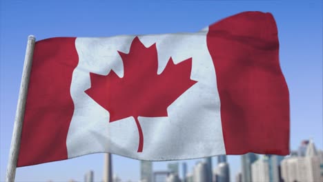 Animación-Cgi-3d-Totalmente-En-Bucle-De-La-Bandera-Canadiense-Ondeando-En-Primer-Plano