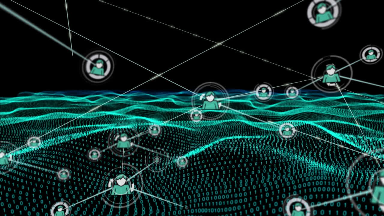 Connectors moving on black digital background