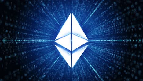 Ethereum icon digital cyber space loop technology tunnel animation eth coin cryptocurrency concept